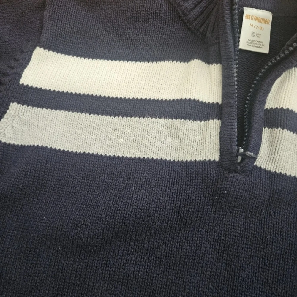 Gymboree 100% Cotton Navy Blue & White Stripe Pullover Kids Size M(7-8)